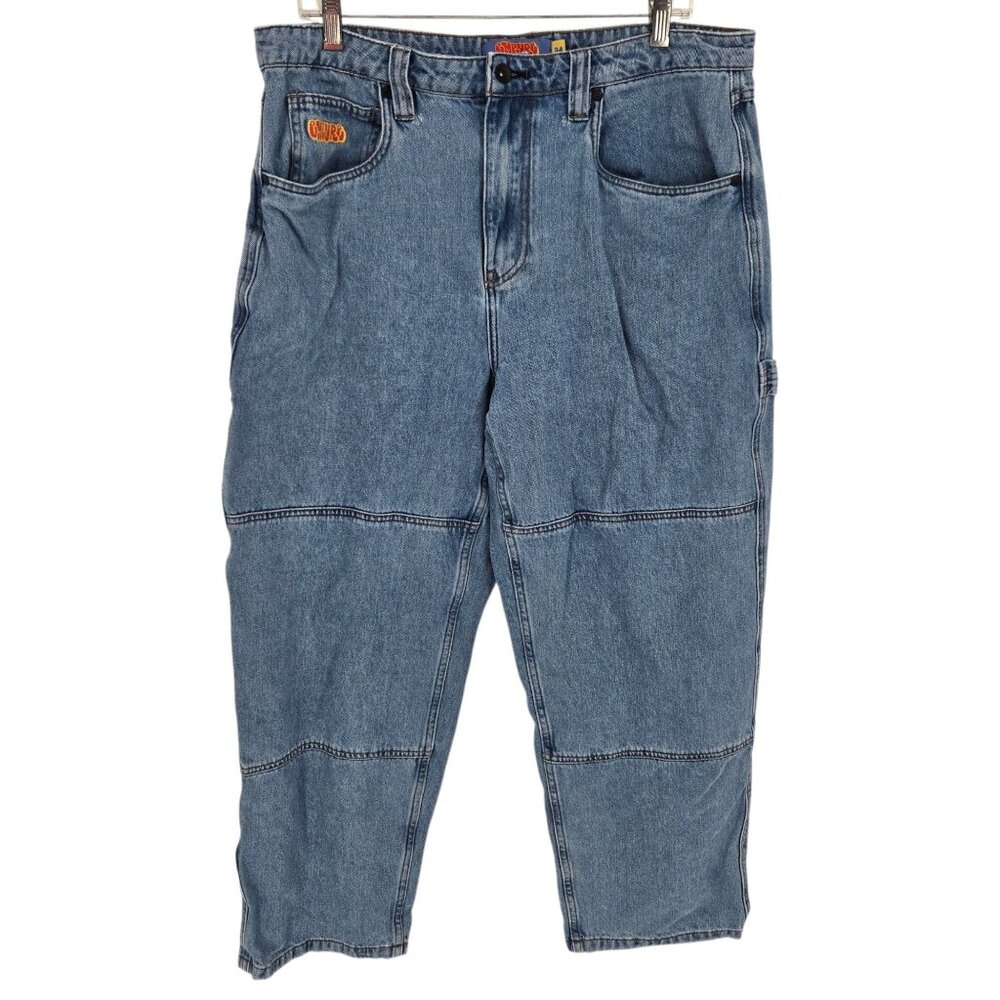Empyre relax mens 34 medium wash denim carpenter baggy jeans skater streetwear